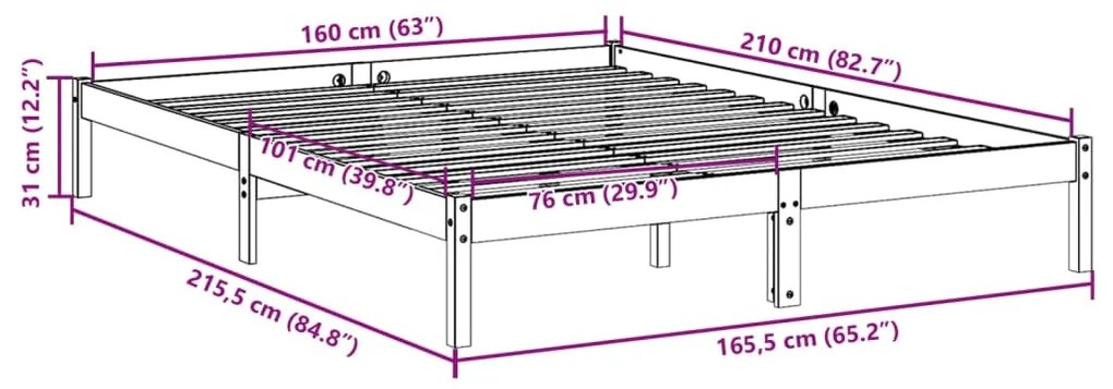 ΠΛΑΙΣΙΟ ΚΡΕΒΑΤΙΟΥ ΜΑΚΡΥ ΧΩΡΙΣ ΣΤΡΩΜΑ 160X210 ΕΚ ΜΑΣΙΦ ΠΕΥΚΟ 852408