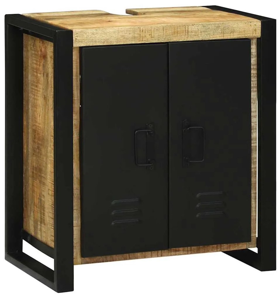 vidaXL Σετ Επίπλων Μπάνιου 2 pcs Καφέ και Μαύρο Στερεό ξύλο μάνγκο