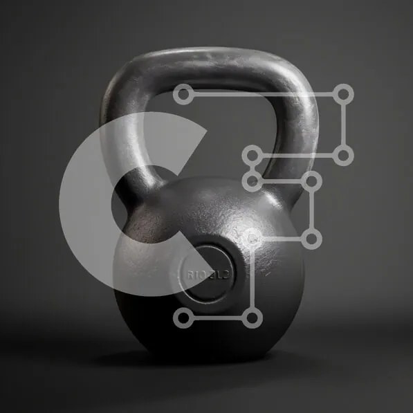 Intra Συλλεκτικό Ξύλινο Παζλ Plywood  4mm - Μαύρο Kettlebell σε σκοτεινή επιφάνεια Σε Ξύλινο Κουτί - Διαστάσεις: 10x10 cm – 25 κομμάτια