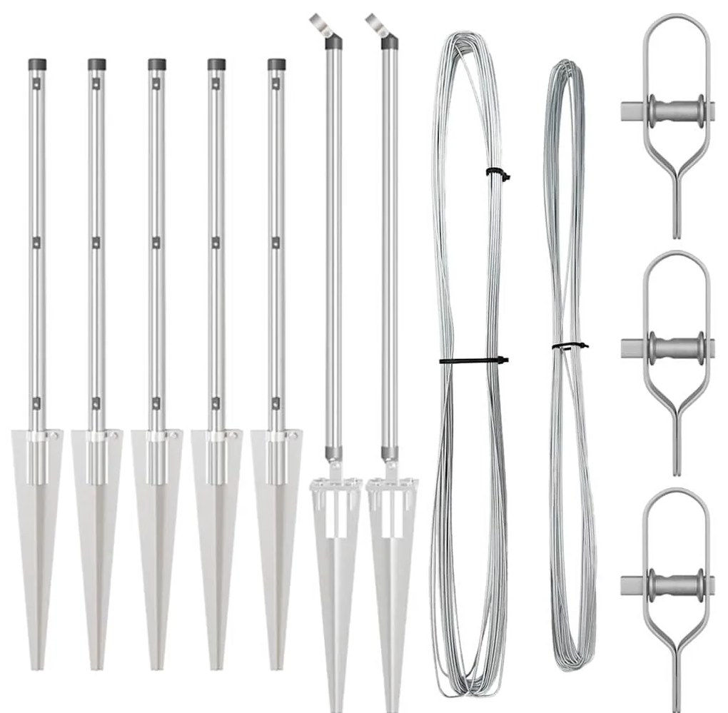 vidaXL Πό posts φράχτη 7 pcs Ασημί Ø32mm 80 εκ Γαλβανισμένος χάλυβας