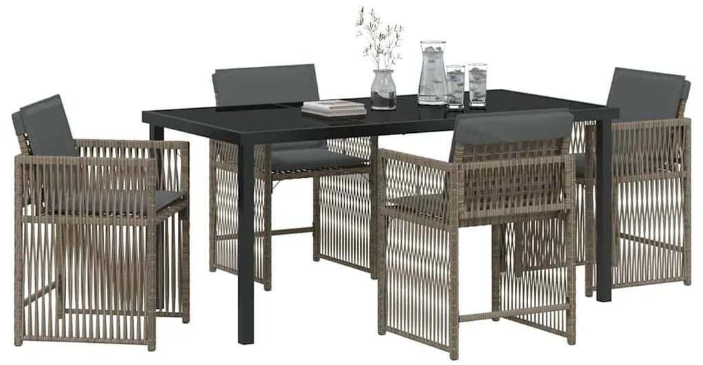 vidaXL Σέτ φαγητού για κήπο 5 pcs Γκρι συνθετικό ρατάν