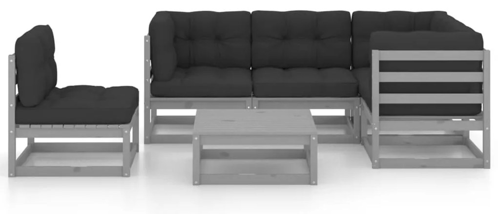 vidaXL Σαλόνι Κήπου Σετ 6 Τεμαχίων από Μασίφ Ξύλο Πεύκου & Μαξιλάρια