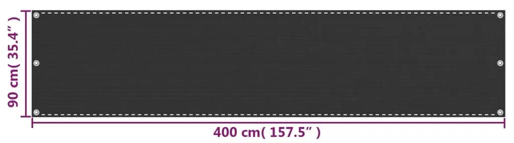 vidaXL Διαχωριστικό Βεράντας Ανθρακί 90 x 400 εκ. από HDPE