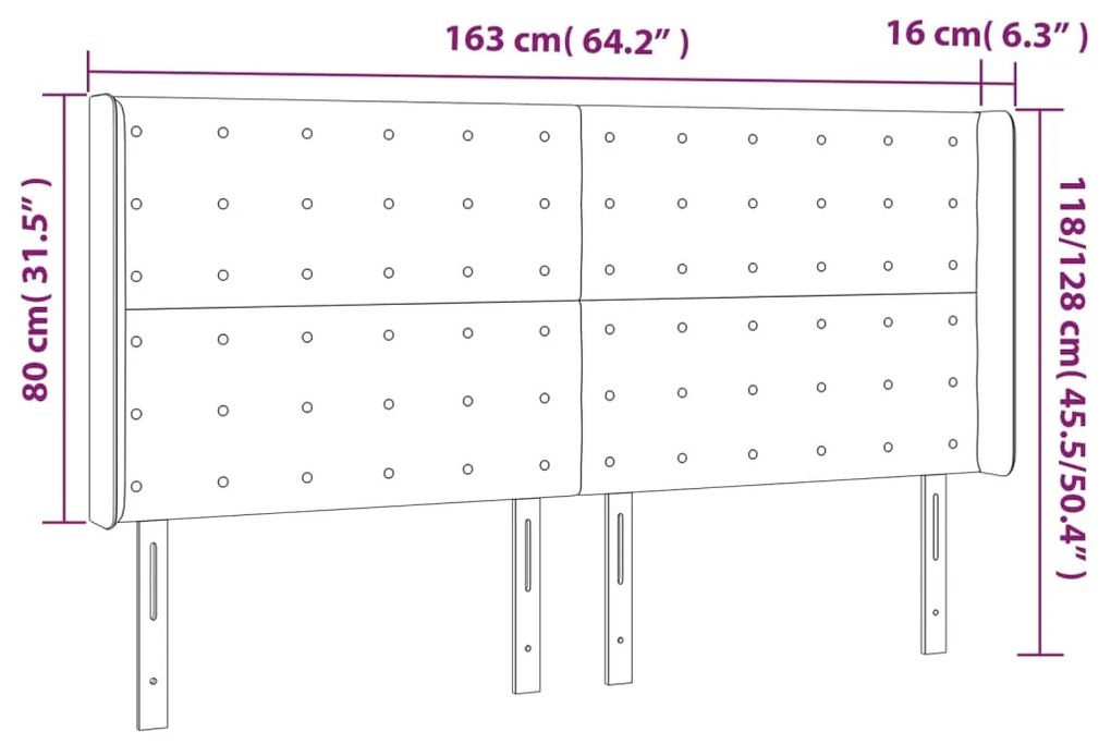 vidaXL Κεφαλάρι Κρεβατιού LED Ανοιχτό Γκρι 163x16x118/128 εκ.