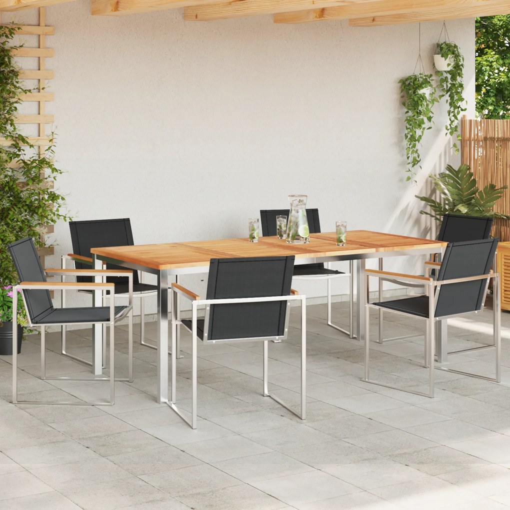 vidaXL Σετ Τραπεζιού Κήπου 7 Τεμαχίων Μασίφ Ξύλο Teak