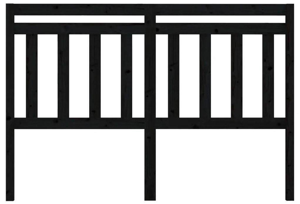 vidaXL Κεφαλάρι Κρεβατιού Μαύρο 146 x 4 x 100 εκ. Μασίφ Ξύλο Πεύκου