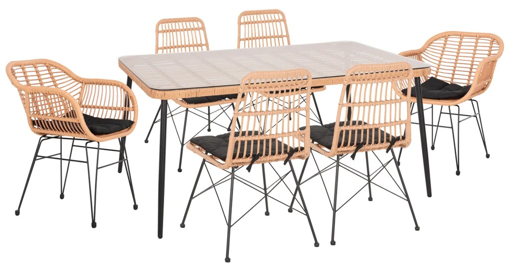 ΣΕΤ ΤΡΑΠΕΖΑΡΙΑΣ 7ΤΜΧ ALLEGRA HM10495 WICKER ΜΠΕΖ-ΜΕΤΑΛΛΟ ΜΑΥΡΟ