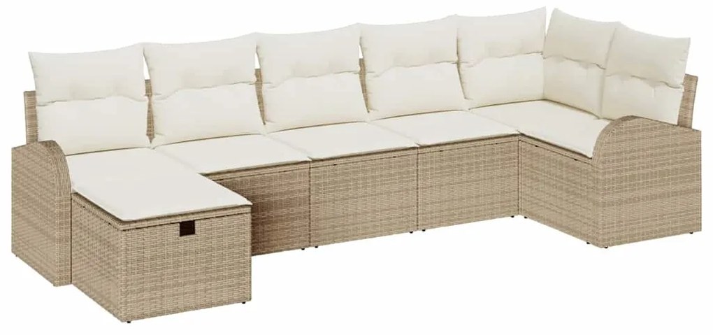 vidaXL Σετ Καναπέ με μαξιλάρι Μπεζ και Κρέμα συνθετικό ρατάν