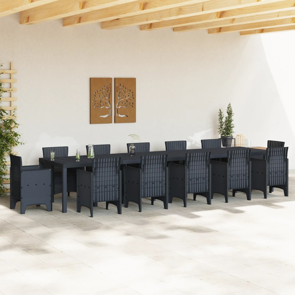 vidaXL Τραπέζι Κήπου Ανθρακί 400x100x73 εκ. Πολυ Ράττεν