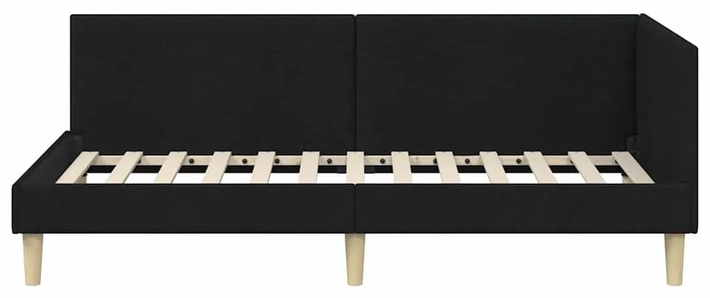 vidaXL Κρεβάτι Γωνίας Μαύρο 80 εκ x 200 εκ Ύφασμα και Κόντρα Πλακέ