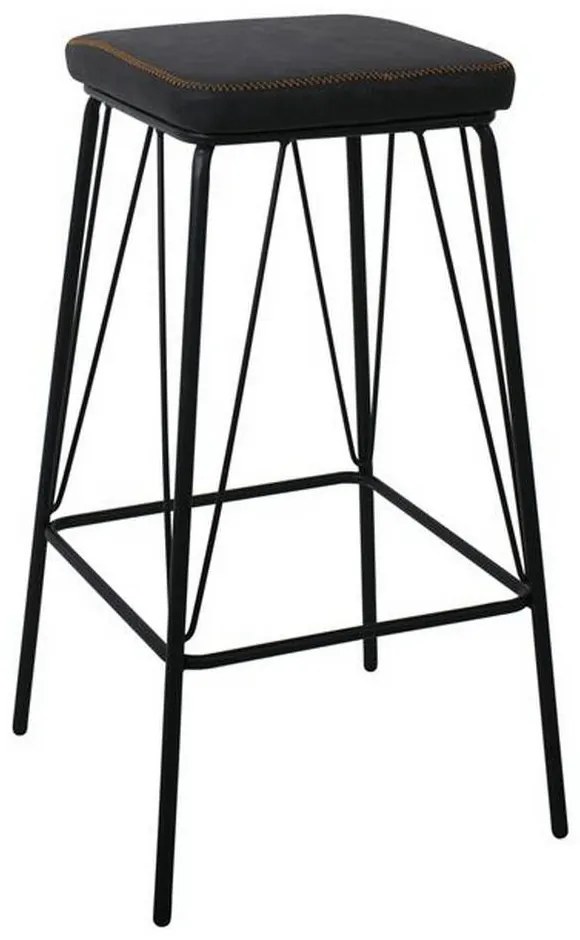 Σκαμπό Μπαρ Panton Vintage Black ΕΜ779,3 43x43x76cm Σετ 2τμχ Μέταλλο,Τεχνόδερμα