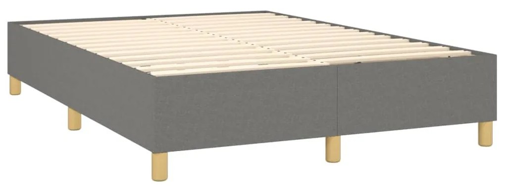 vidaXL Κρεβάτι Boxspring με Στρώμα &amp; LED Σκ.Γκρι 140x190εκ. Υφασμάτινο