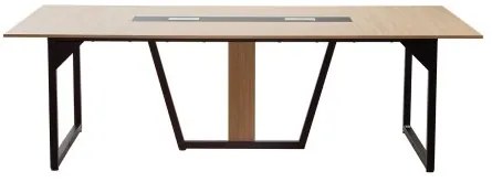VEVOR Conference Table, 2400 mm Office Meeting Table for 10 Person, Modern Rectangle Seminar Desk with Metal Legs, Large Meeting Desk Ideal for Office, Boardroom, Conference Room, Easy Assembly, Brown