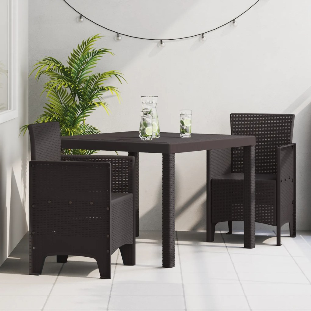 vidaXL Σετ Τραπεζαρίας Κήπου 3 pcs Καφέ 100 x 100 x 73 εκ