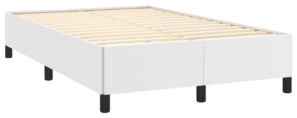 vidaXL Κρεβάτι Boxspring με Στρώμα Λευκό 120x190εκ.από Συνθετικό Δέρμα