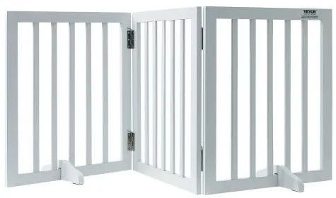 VEVOR Free Standing Dog Gate 24x60 inch Freestanding Pet Gate Foldable White