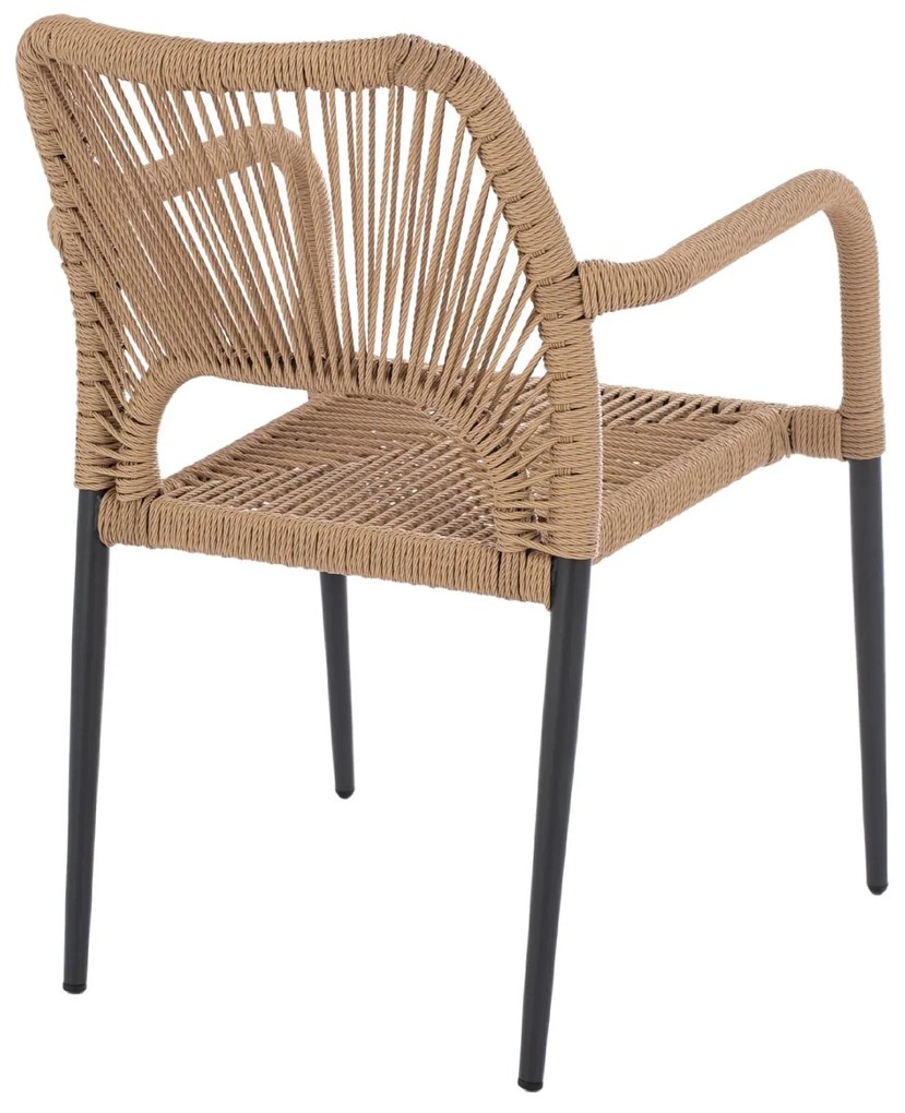 Καρέκλα - Πολυθρόνα NOJO C5771.02 Γκρί Αλουμινίου με P.E. Twist Rattan Μπέζ 55x63x82 εκ. 55x63x82 εκ.