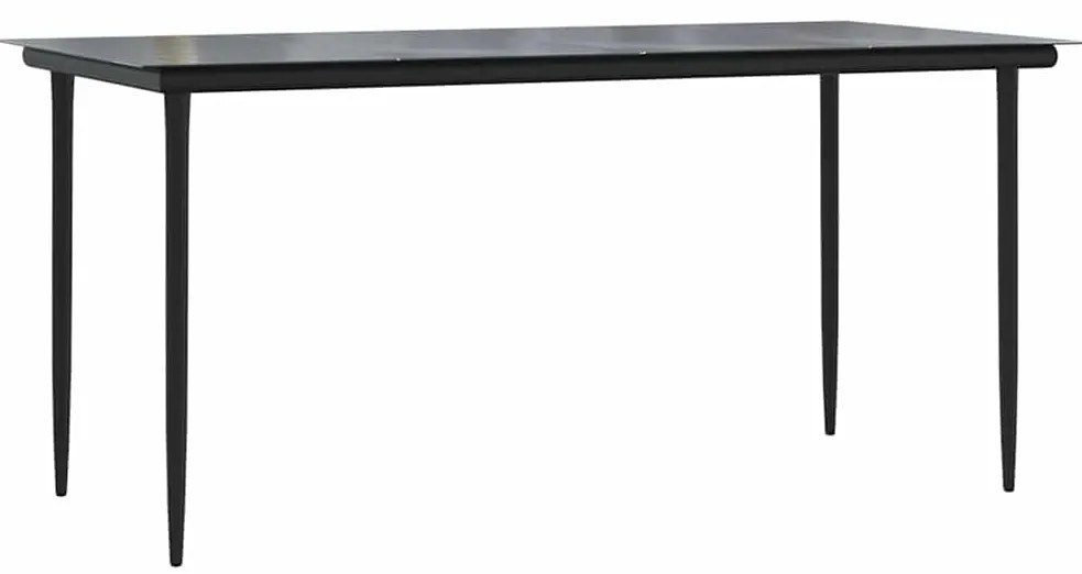 vidaXL Σετ Τραπεζαρίας Κήπου 7 Τεμαχίων Μαύρο Συνθετικό Ρατάν/Γυαλί