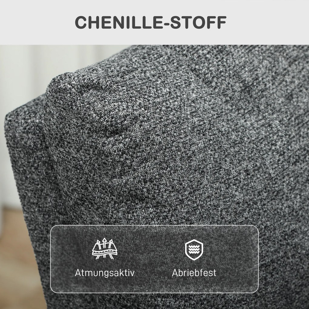 HOMCOM Πολυθρόνα relax, ρυθμιζόμενη πολυθρόνα με προσαρμόσιμο υποπόδιο, μοντέρνα πολυθρόνα σαλονιού με υφασμάτινη επένδυση, γκρι