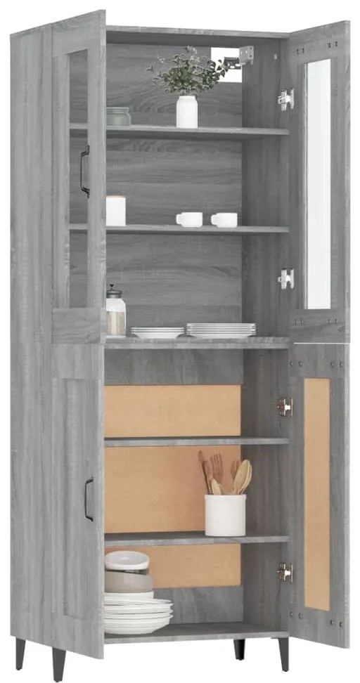 vidaXL Ντουλάπι Γκρι Sonoma 69,5 x 34 x 180 εκ. Επεξεργασμένο Ξύλο