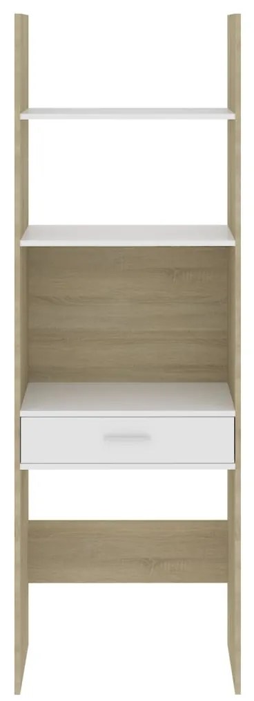 vidaXL Βιβλιοθήκη Λευκό/Sonoma Δρυς 60 x 35 x 180 εκ. από Μοριοσανίδα