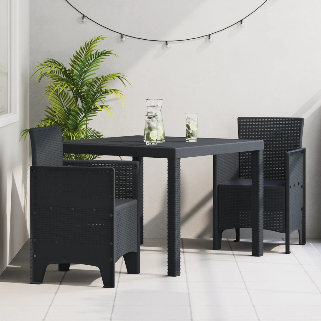 vidaXL Σετ εξωτερικής διατροφής 3 pcs Ανθρακί 100 x 100 x 73 εκ