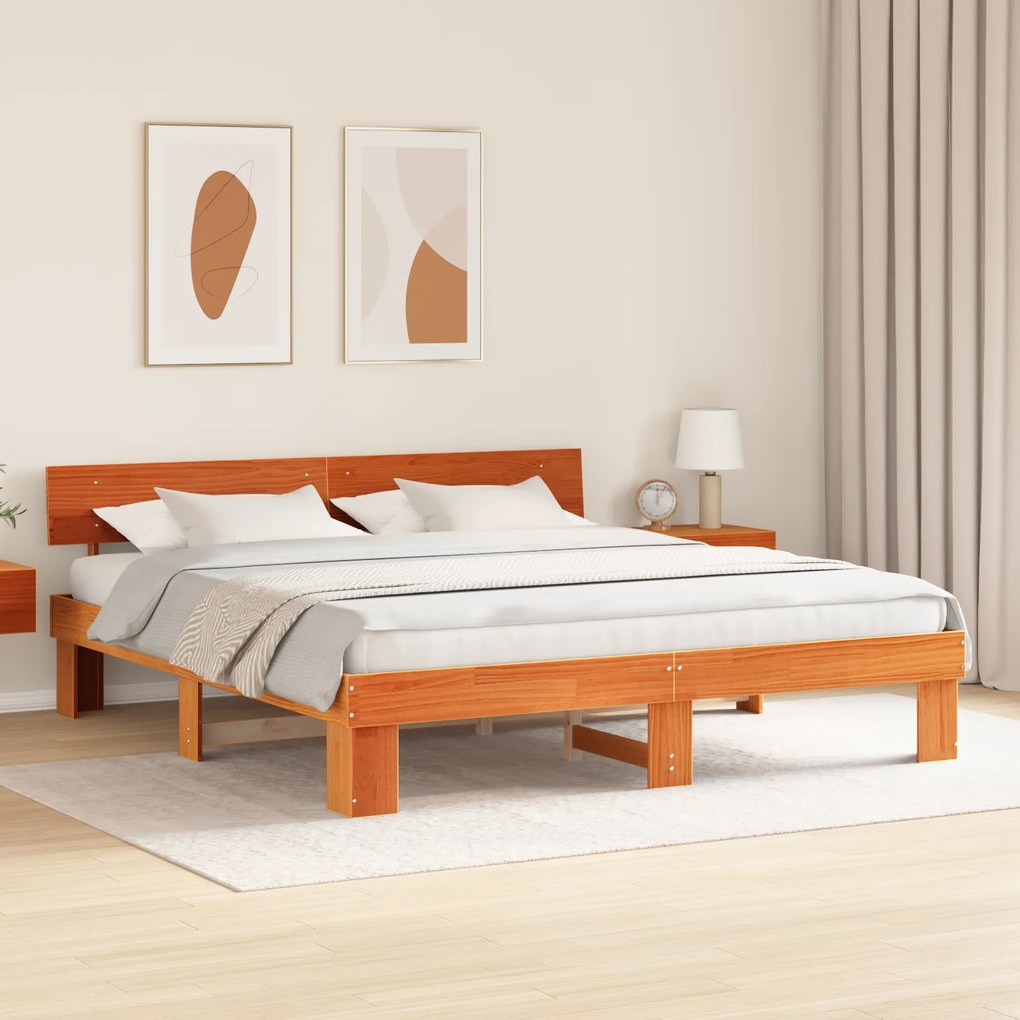 vidaXL Σκελετός Κρεβατιού Καφέ κεριού 180 x 200 cm Ξύλο πεύκου