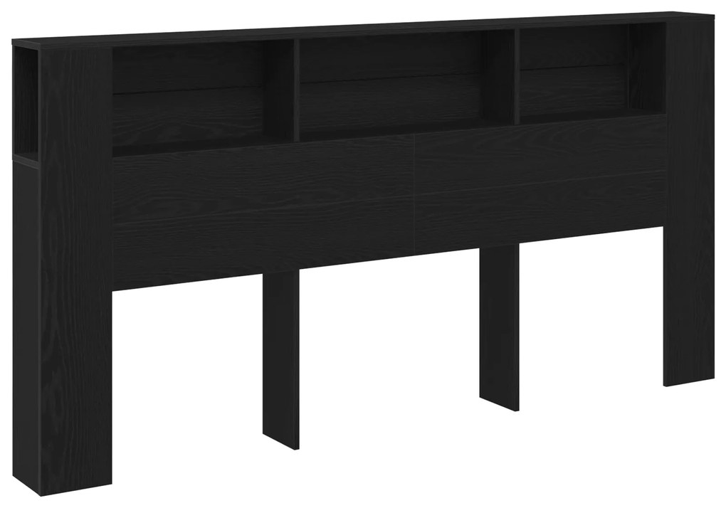 vidaXL Κεφαλάρι Ντουλάπα Μαύρη Δρυς 200x18,5x104,5 εκ.