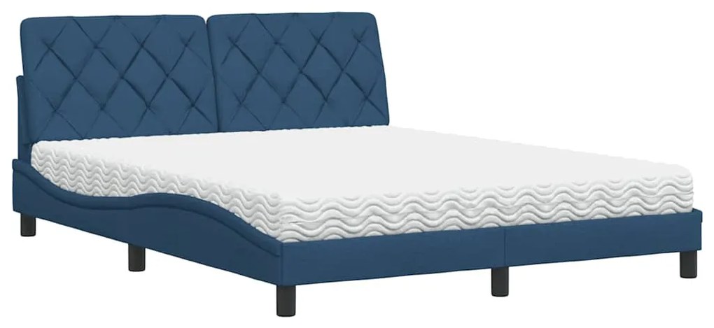 vidaXL Κρεβάτι με Στρώμα Μπλε 160x200 εκ. Υφασμάτινο