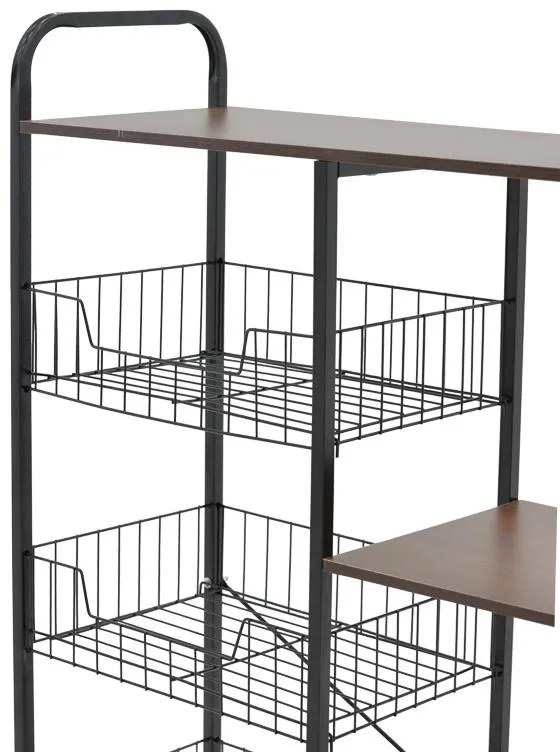 Τρόλεϊ-ραφιέρα 4όροφη Noli MDF καρυδί-μαύρο 90x30x130εκ 90x30x130 εκ.