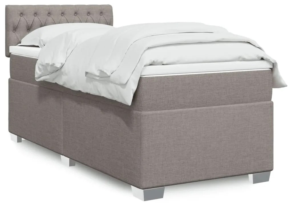 vidaXL Κρεβάτι Boxspring με Στρώμα Taupe 100 x 200 εκ. Υφασμάτινο