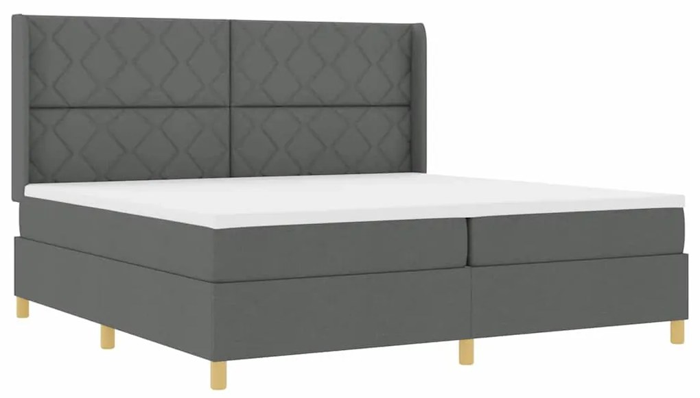 vidaXL Κρεβάτι Box Spring με στρώμα Σκούρο Γκρι 200x200 εκ Υφάσμα