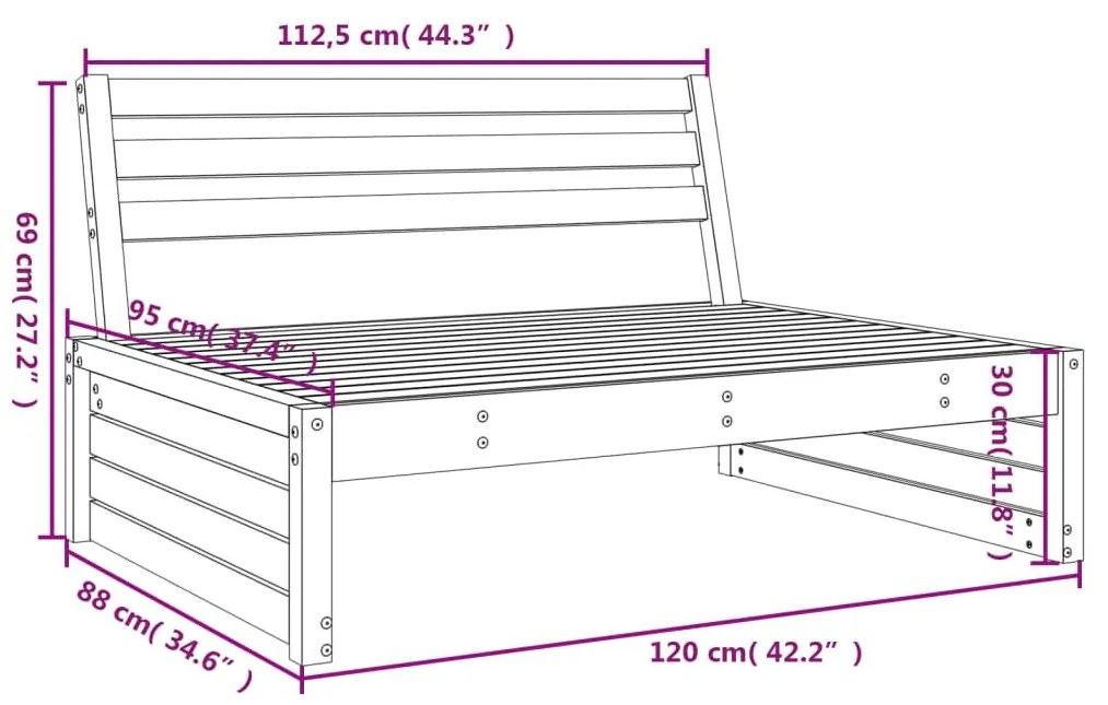 Καναπές Κήπου Μεσαίος Μελί 120 x 80 εκ. από Μασίφ Ξύλο Πεύκου - Καφέ