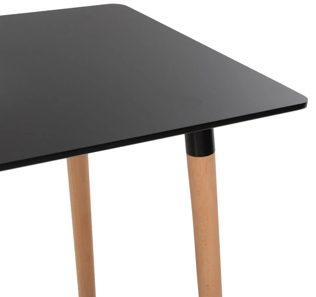 Σετ τραπεζαρίας VEGAS C21185 5τμχ MDF TOP Μαύρο &amp; Καρέκλες Μαύρο - Φυσικό Οξιάς 120x60x74 εκ.