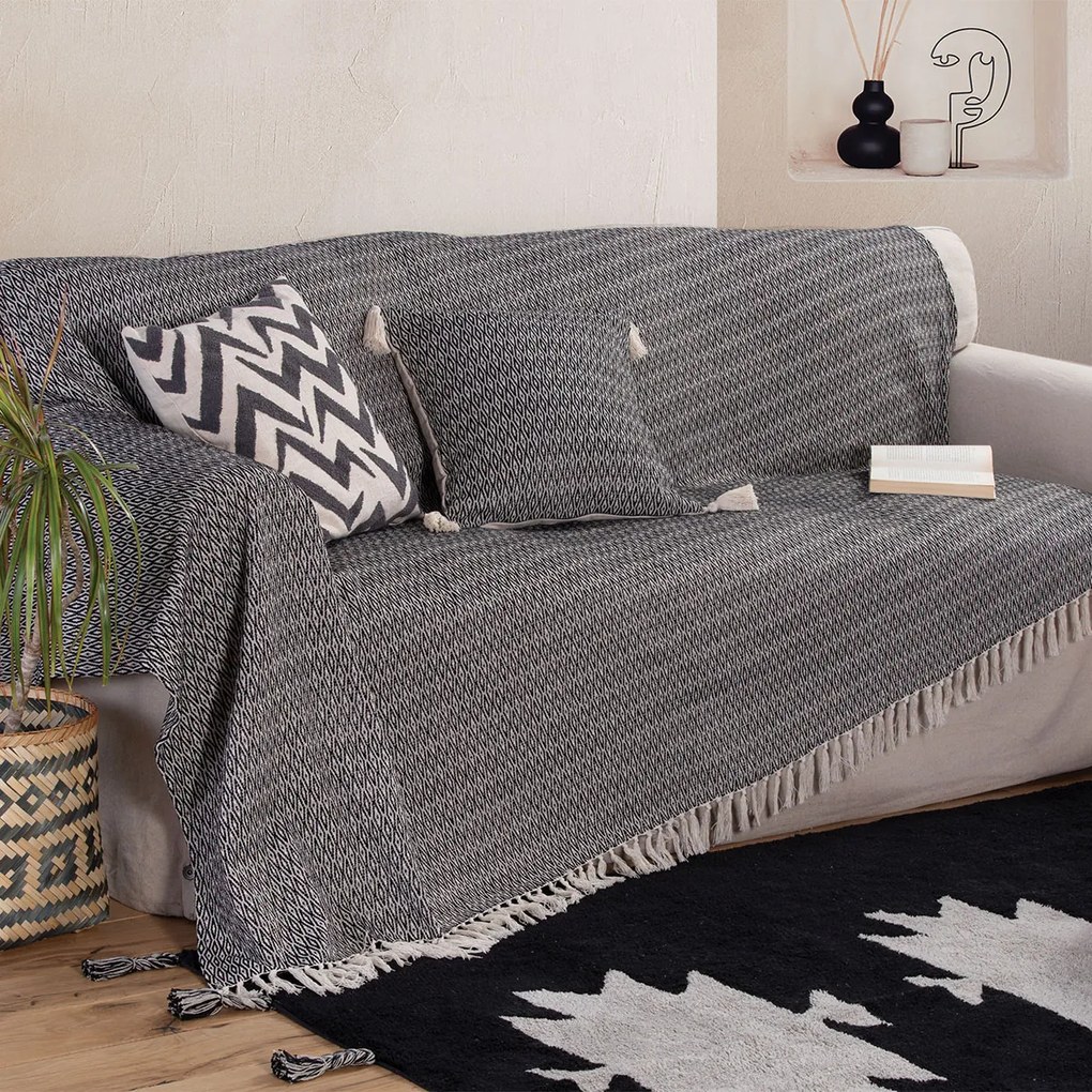 Ριχτάρι Τριθέσιου Καναπέ (180x300) Nef-Nef Homeware Zackren Black/Natural