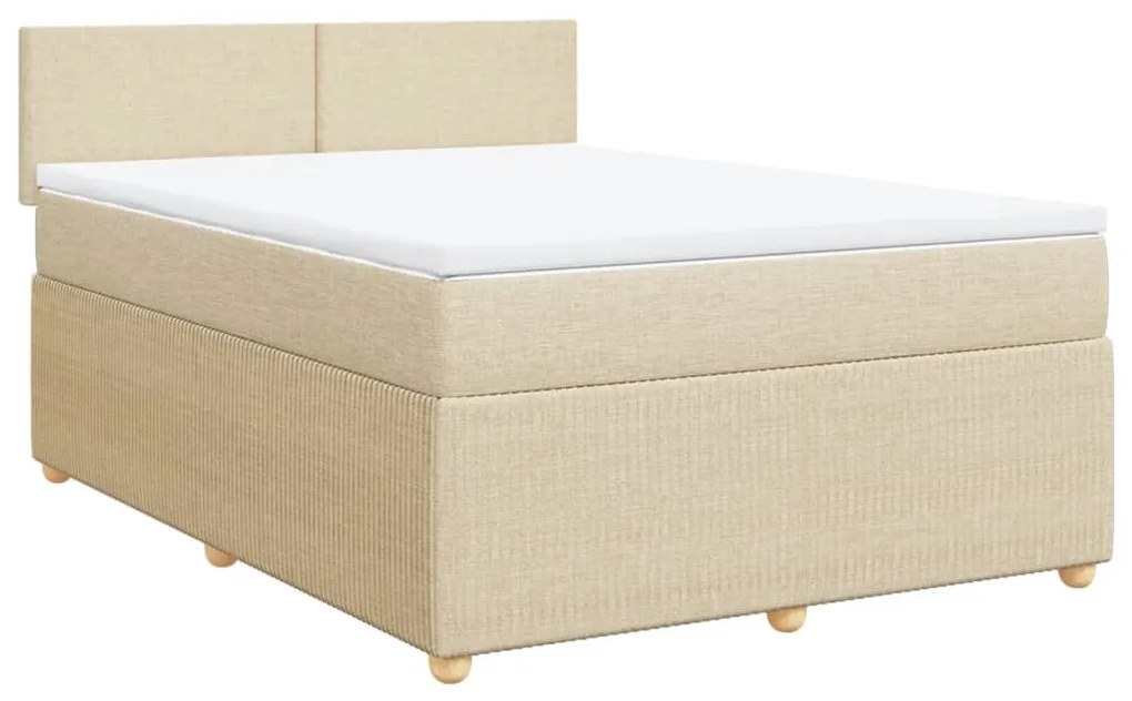 vidaXL Κρεβάτι Boxspring με Στρώμα Κρεμ 140x200 εκ. Υφασμάτινο