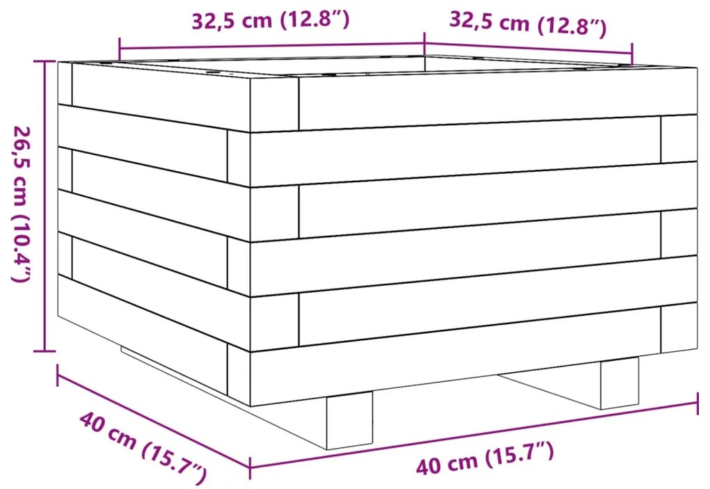 Ζαρντινιέρα Κήπου Λευκή 40x40x26,5 εκ. από Μασίφ Ξύλο Πεύκου - Λευκό