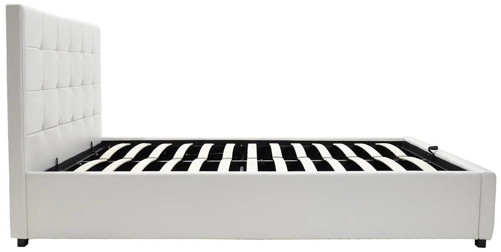 Κρεβάτι Roi διπλό 160x200 PU λευκό ματ + αποθηκευτικό χώρο 172x218x109 εκ.