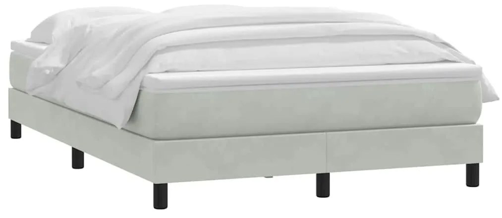 Κρεβάτι Boxspring με Στρώμα Ανοιχτό Γκρι 160x210 εκ. Βελούδινο - Γκρι