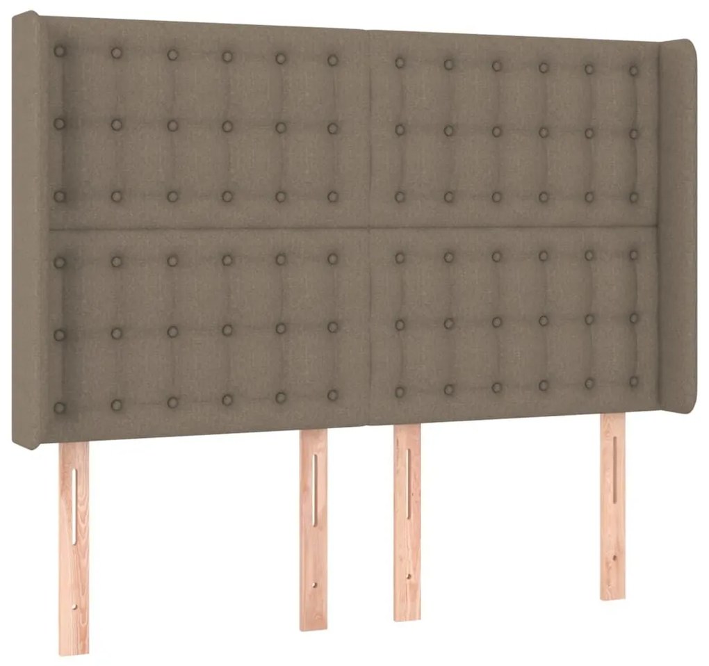 Κρεβάτι Boxspring με Στρώμα &amp; LED Taupe 140x190 εκ. Υφασμάτινο - Μπεζ-Γκρι