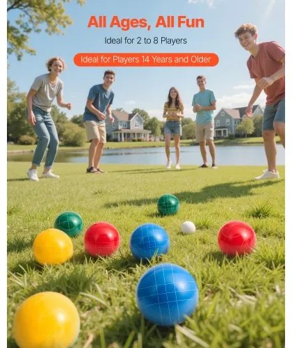VEVOR Bocce Ball Set Bocce Ball Game Set 107 mm 8 Resin Balls 4 Colors for Beach