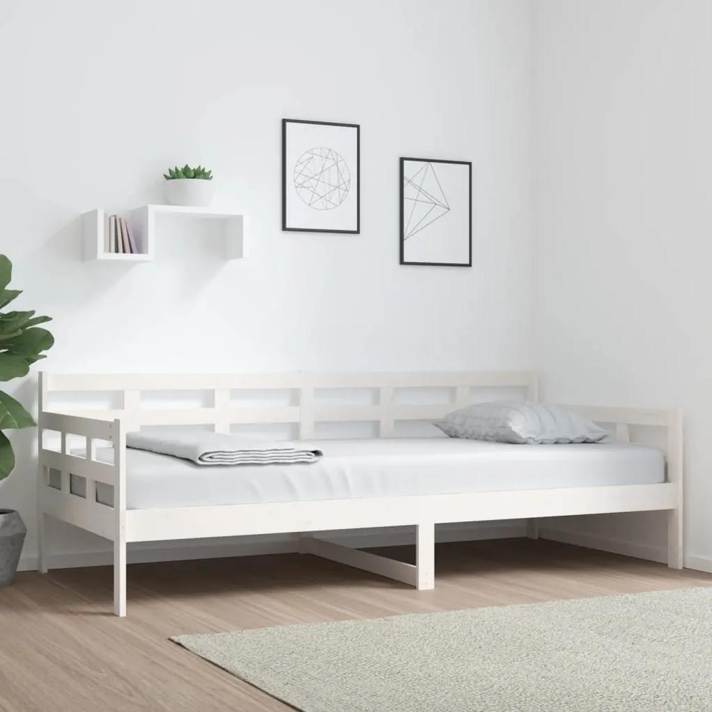 Καναπές Κρεβάτι Λευκός 90 x 200 εκ. από Μασίφ Ξύλο Πεύκου