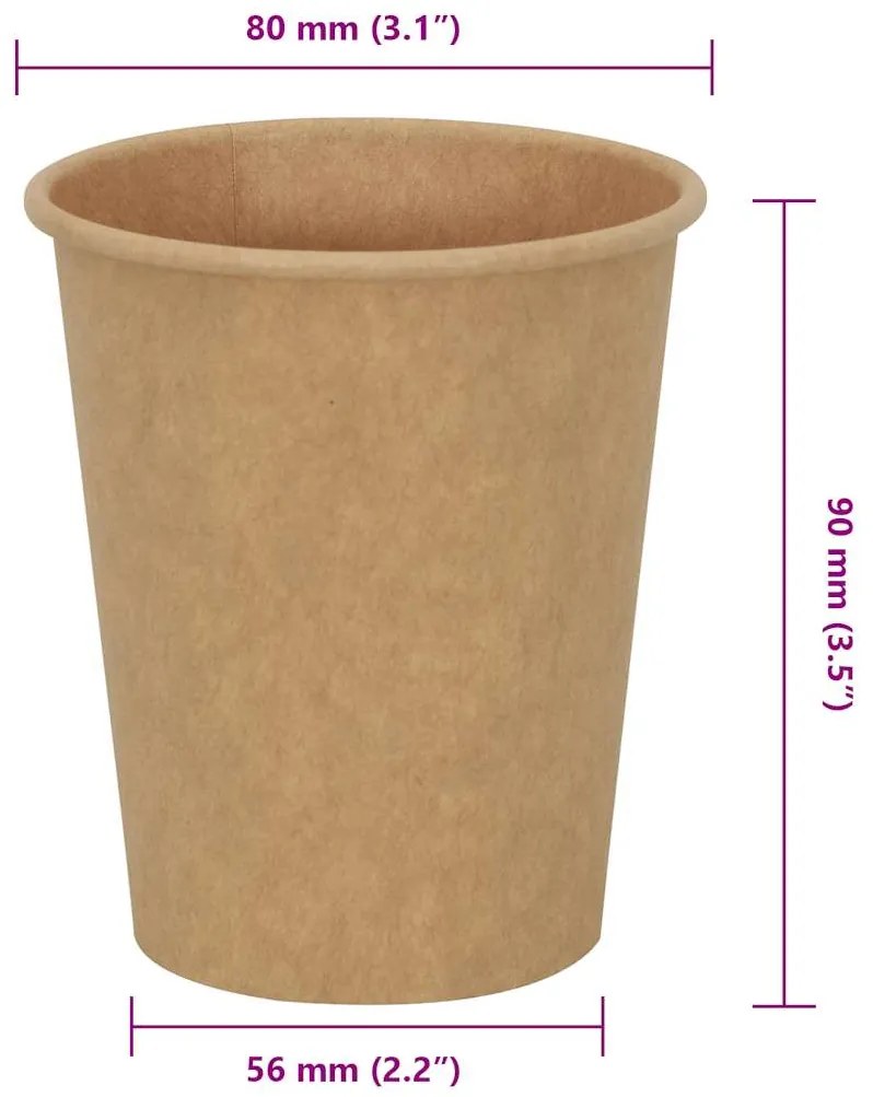 vidaXL Χάρτινα κύπελλα καφέ 1000 τεμάχια 8oz 200ml καφέ
