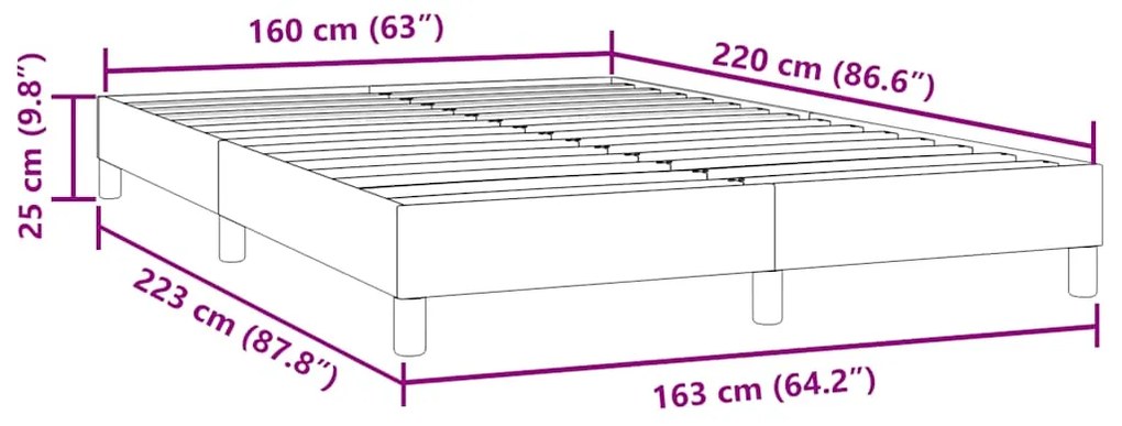 Πλαίσιο κρεβατιού χωρίς στρώμα Ροζ 160x220 cm Βελούδινο - Ροζ