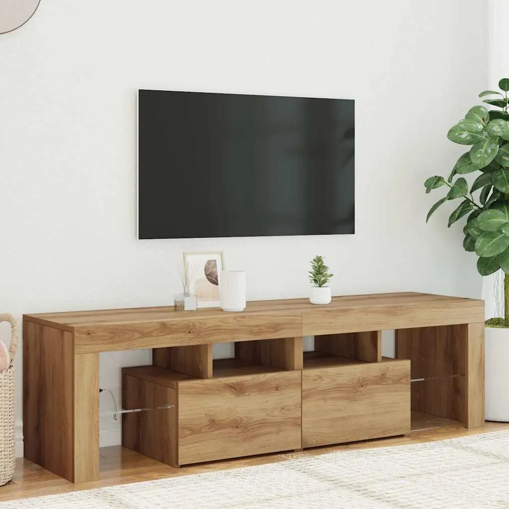 vidaXL Έπιπλο Τηλεόρασης με LED Αρτισιανή Δρυς 140x36,5x40εκ Επεξ.Ξύλο