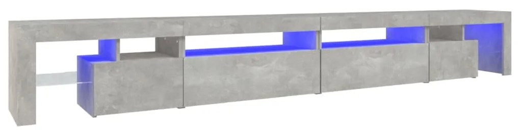vidaXL Έπιπλο Τηλεόρασης με LED Γκρι Σκυροδέματος 290x36,5x40 εκ.