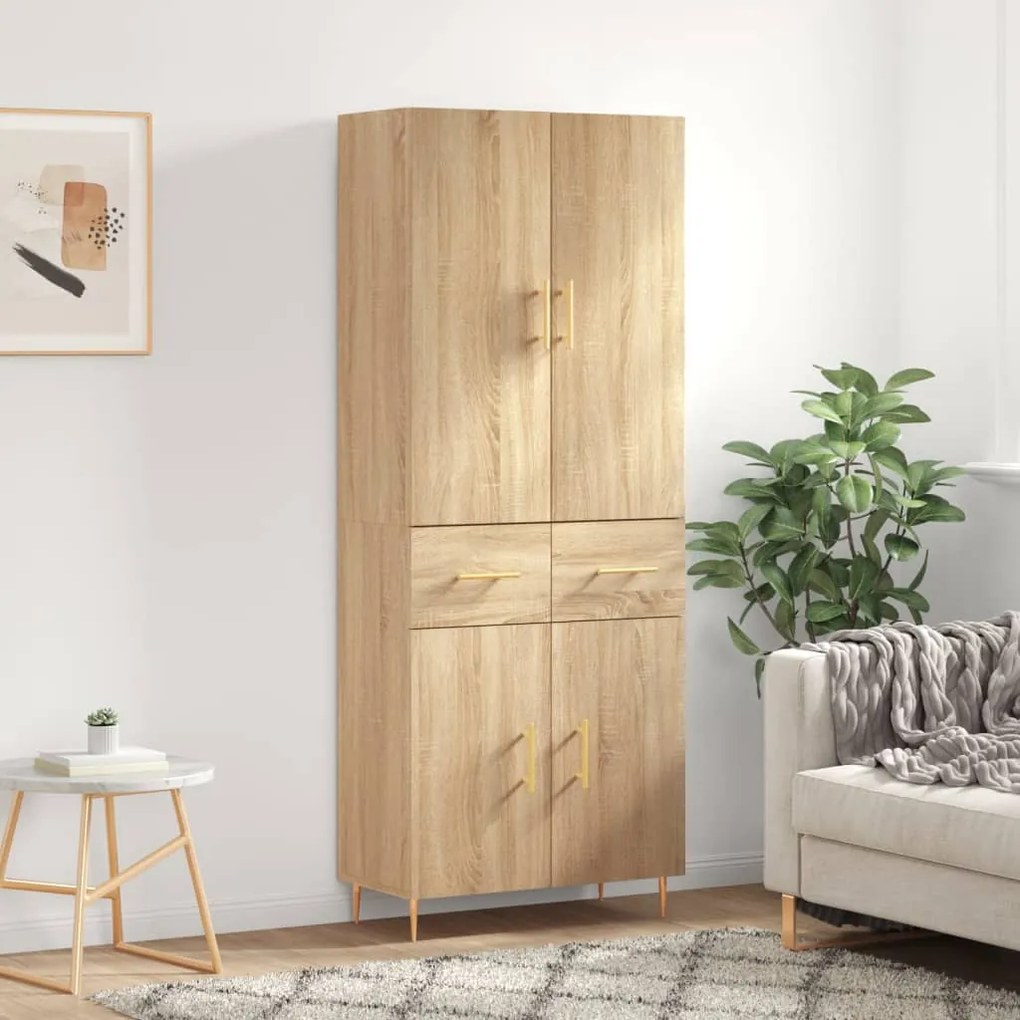 vidaXL Ντουλάπι Sonoma δρυς 69,5 x 34 x 180 εκ. από Επεξεργασμένο Ξύλο