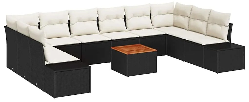 vidaXL Σετ Καναπέ Κήπου 11 pcs Μαύρος, λευκός