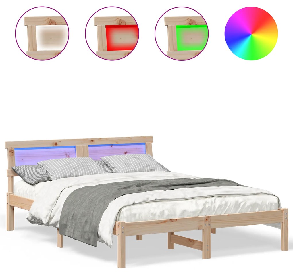 vidaXL Σκελετός Κρεβατιού Καφέ 140 x 190 cm Ξύλο πεύκου