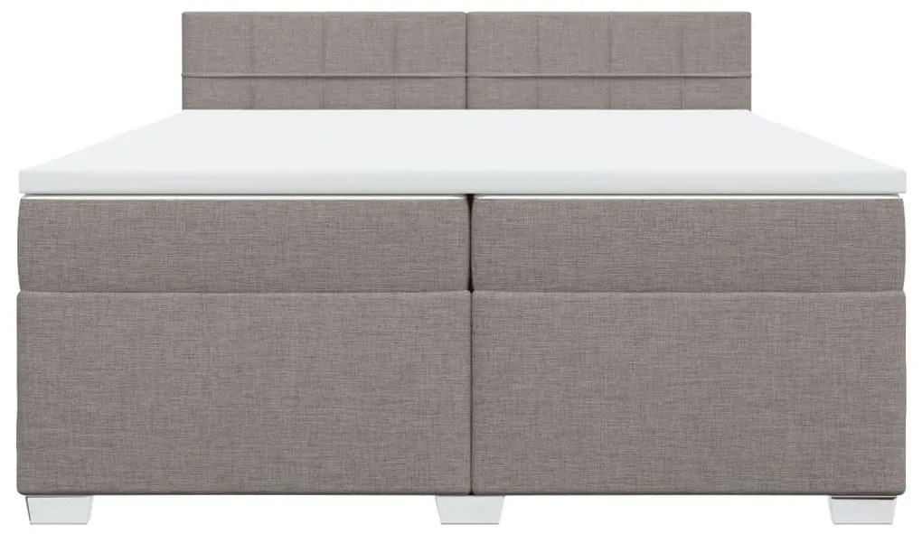 Κρεβάτι Boxspring με Στρώμα Taupe 200x200 εκ. Υφασμάτινο - Μπεζ-Γκρι